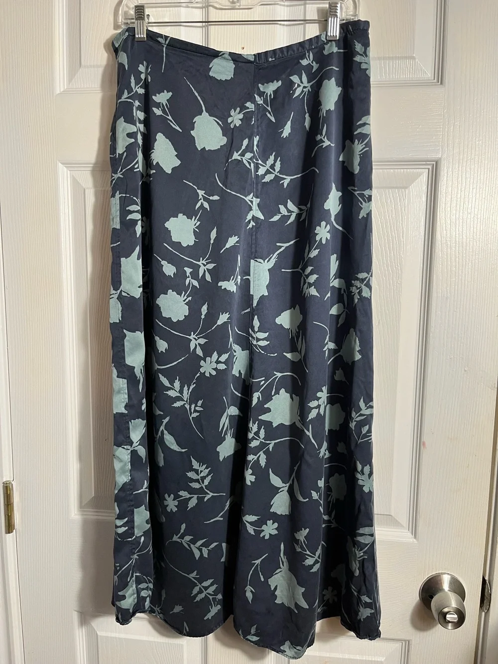 Limited Silk Navy Floral A-Line Skirt - Blue Mint Print 12